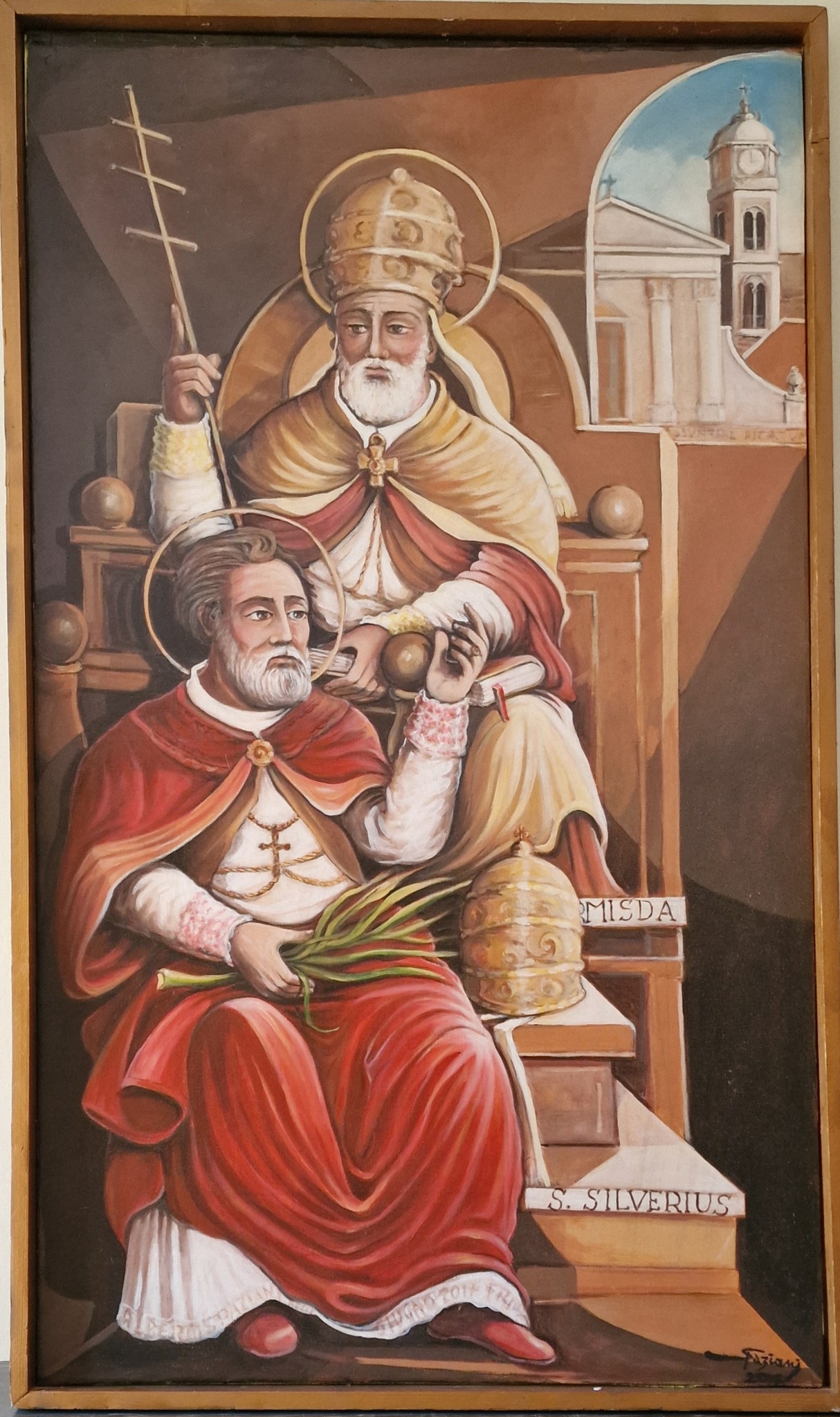 Foto del dipinto del maestro Spaziani che ritrae S. Silverio e S. Ormisda