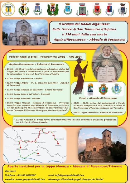 La locandina dei 12 sul cammino di S. Tommaso D'Aquino